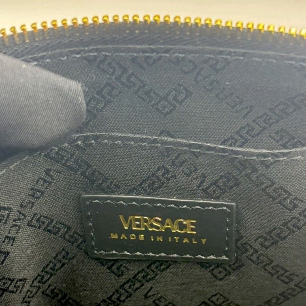 Versace Shoulder Bag Coated Canvas Monogram Calf Pink/black  $1050 Retail/ NEW - Picture 9 of 12